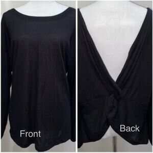 NEW Eloquii Black Knit Top Size  14 / 16 Low V-Back Long Sleeved Pullover